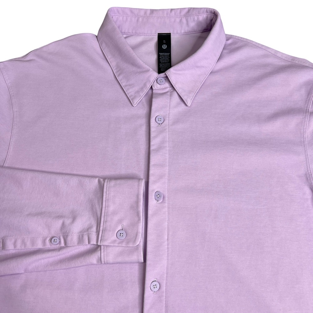 Lululemon Mens New Venture Long Sleeve Button Down Shirt Lavender Purple XL